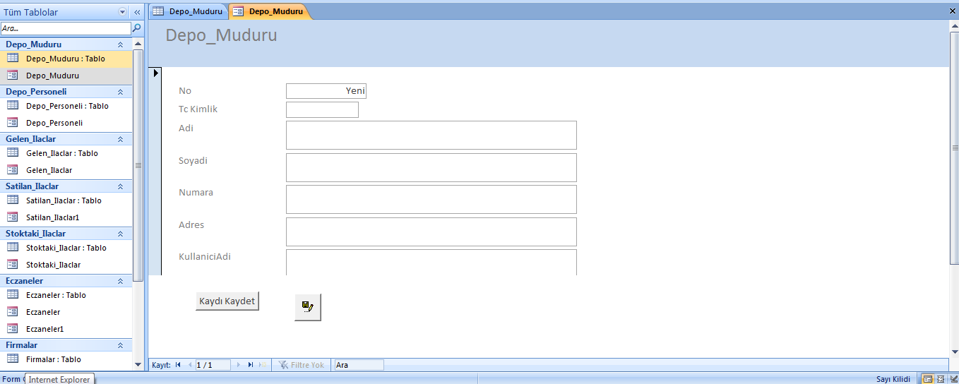 Eczane veri taban�