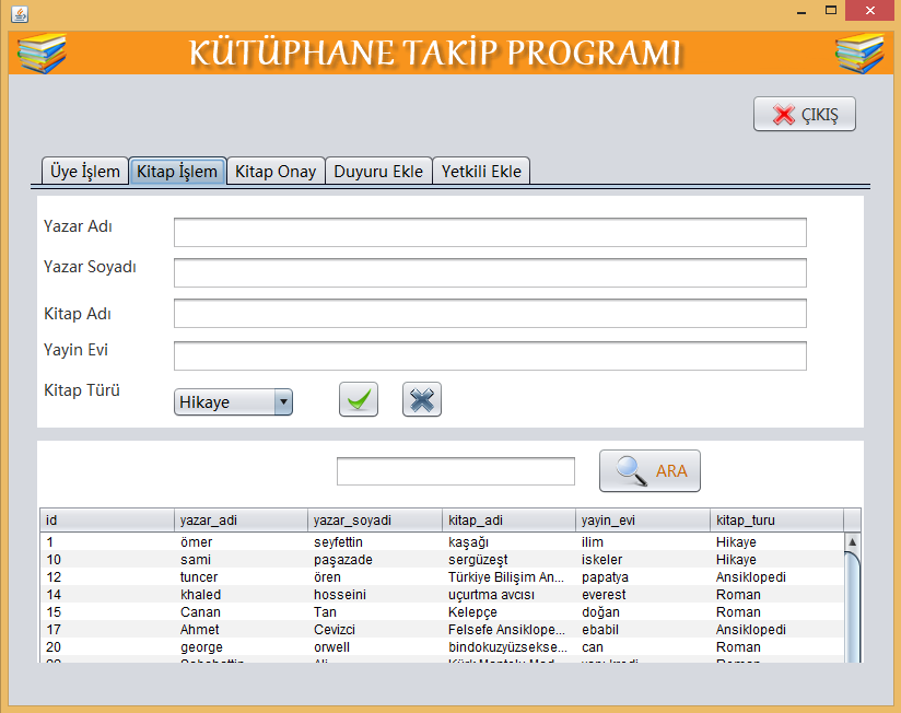 K�t�phane Otomasyonu